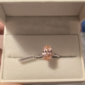 S925 Classic Pink 4.0Ct Solitaire Oval Cut Hidden Halo Engagement Ring. Size 9.5